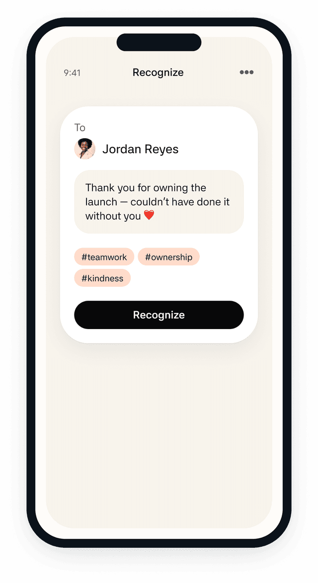 Brava recognition mobile experience